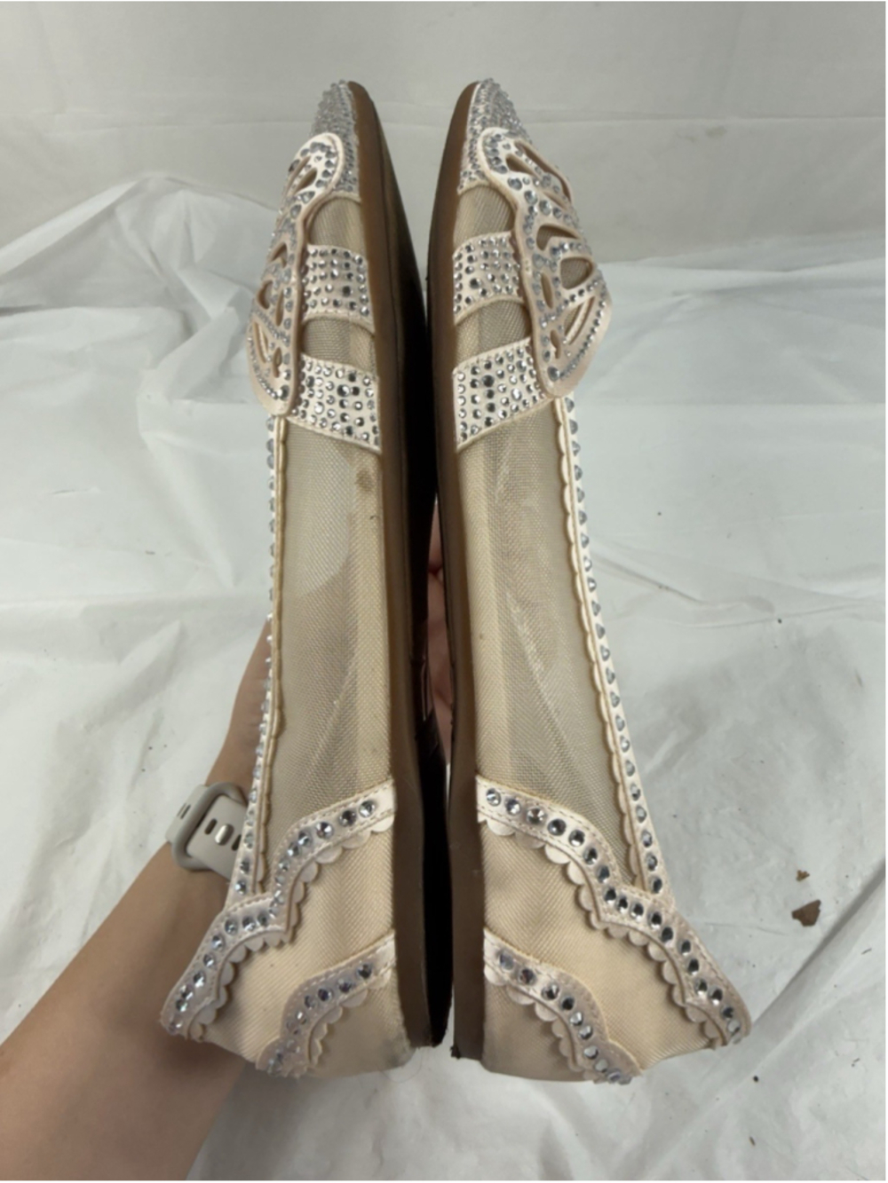 Copper Key Crystal Pointed Toe Butterfly Flat Shoes Womens 8M - Picture 6 of 15